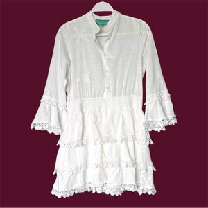 Waimari Calamaro White Tiered Mini Dress Size L